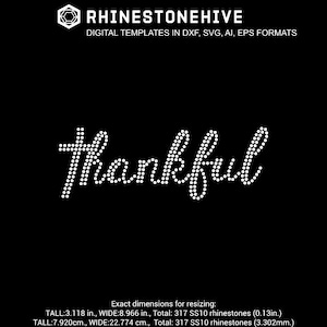 Thankful Rhinestone SVG | Cursive Script SS10 Template | Fall Gratitude Shirt Design for Cricut & Silhouette