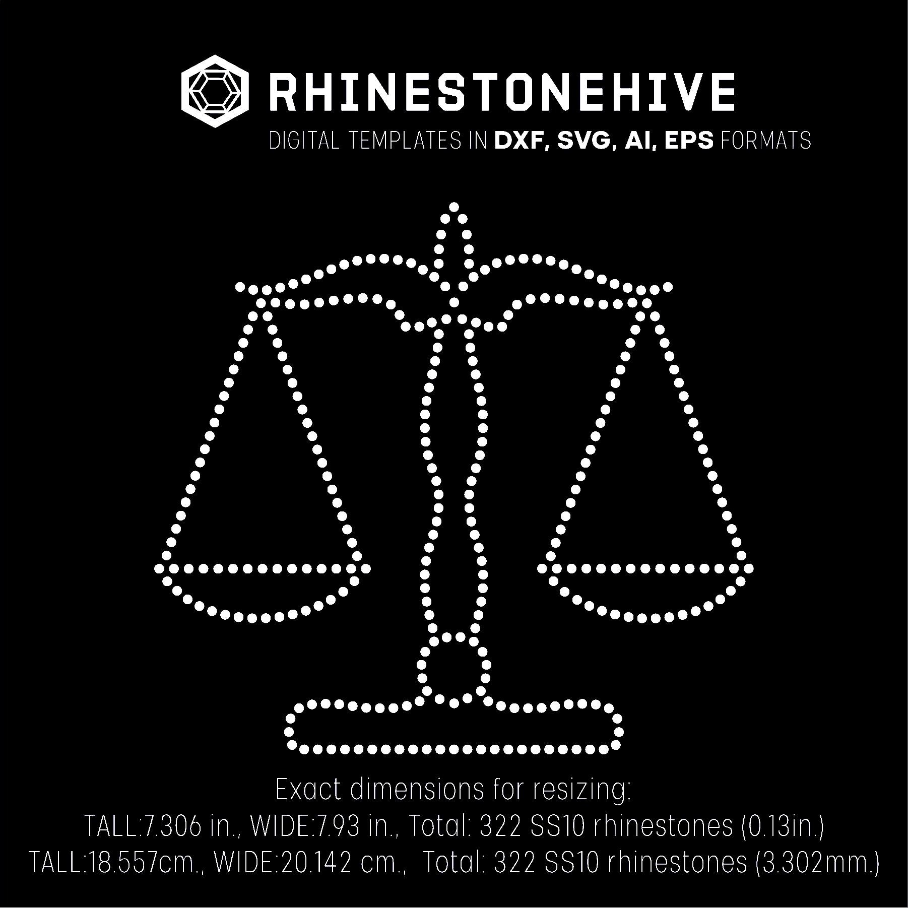 Libra Rhinestone Scales of Justice Rhinestone Template – Libra SVG DXF EPS - Etsy
