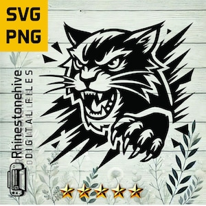 Wildcat Mascot SVG | Angry Cat Sports Logo | Fierce Wild Cat Clipart | Cut File for Cricut & Silhouette svg, Png, T-Shirt Design, digital