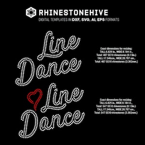 Line Dance rhinestone template digital download, svg, eps, png, dxf