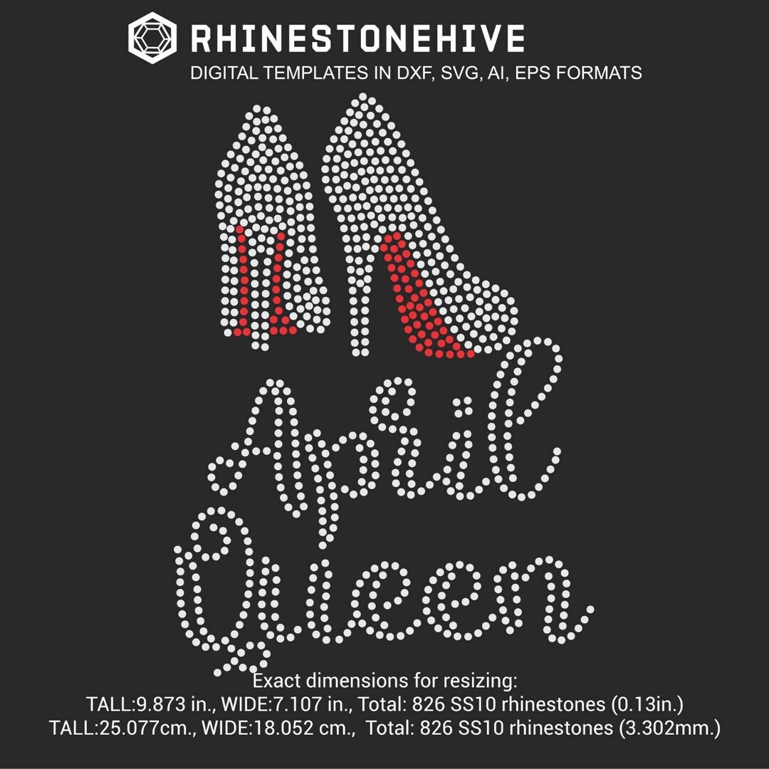April Queen Rhinestone Templates Digital Download, Svg, Eps, Png, Dxf ...