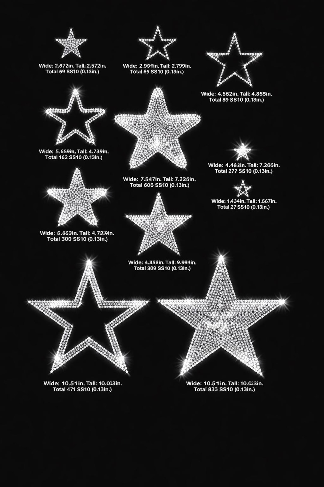 Stars, Star Rhinestone Templates Digital Download, Svg, Eps, Png, Dxf ...