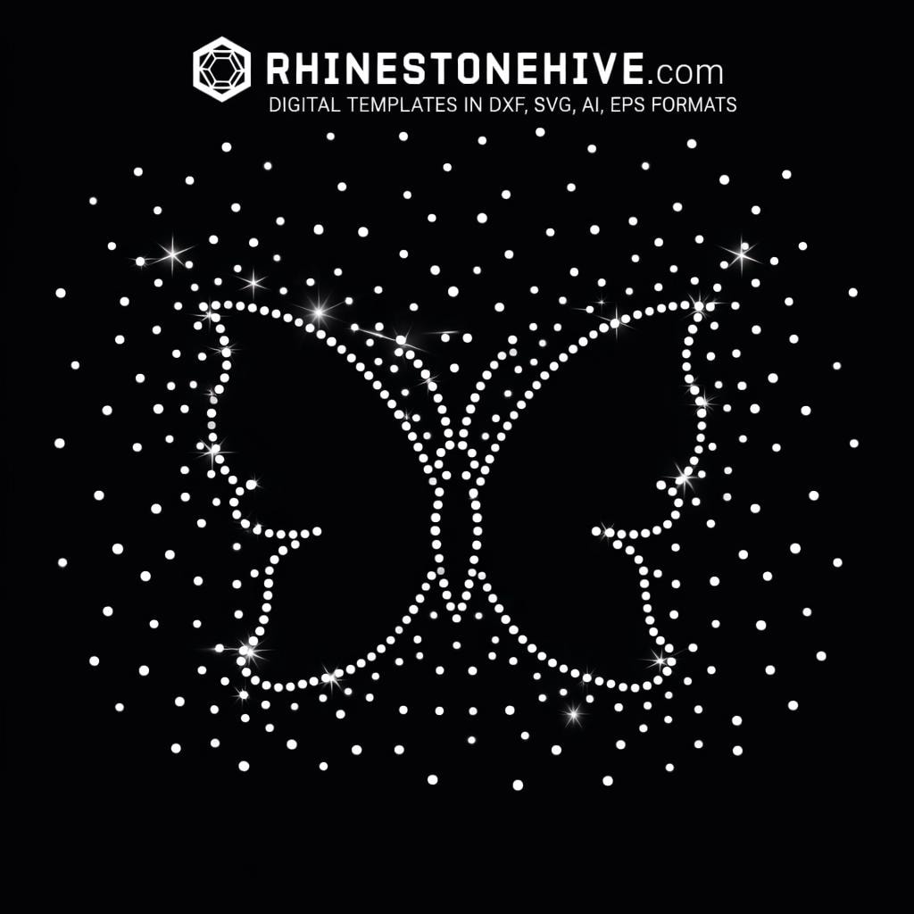 Butterfly Rhinestone Template SVG: Sparkle Wing Design for SS10 ...
