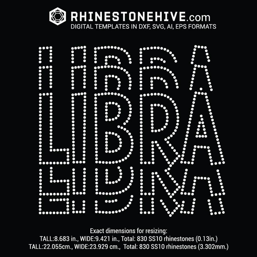 Libra Rhinestone Libra Zodiac Sign Name Tiled Rhinestone Template Digital Download, Svg ...