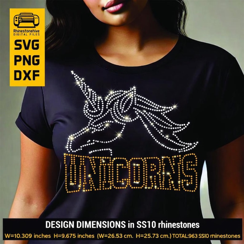 Unicorns Mascot Rhinestone Template SVG | Iron-on Design (digital ...