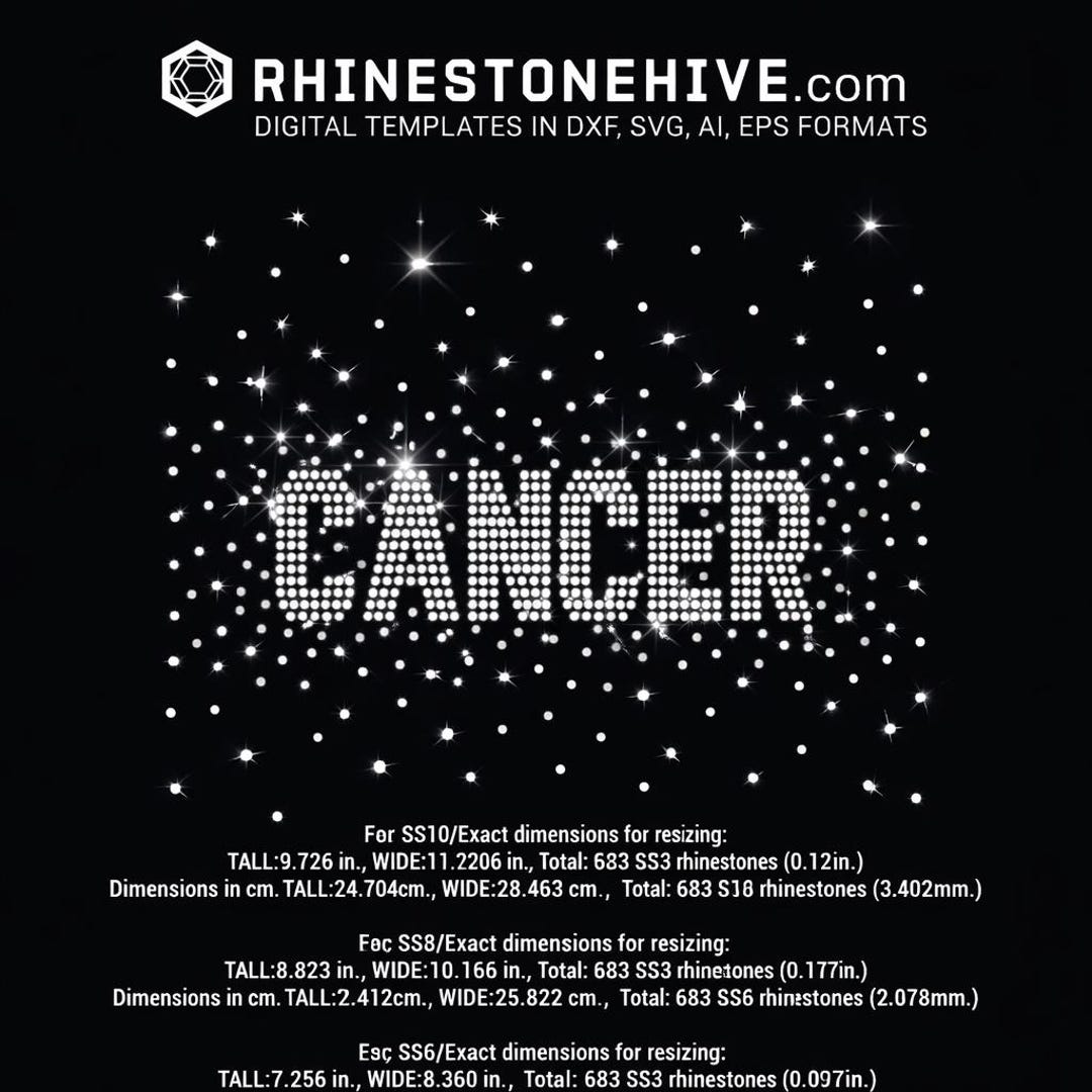 Cancer Rhinestone Template: Zodiac Sign Gradient (SVG, DXF, PNG) - Etsy