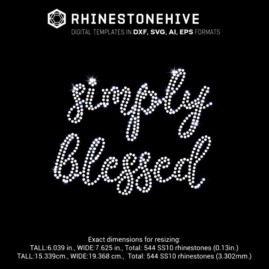Simply Blessed Rhinestone Template, Christian Design (digital Download ...