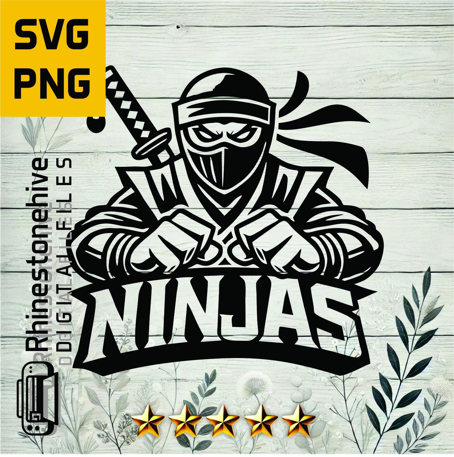 Ninjas Mascot SVG | Ninja Warrior Sports Logo | Cut File for Cricut & Silhouette | Team Spirit Shirt Design | Digital Download