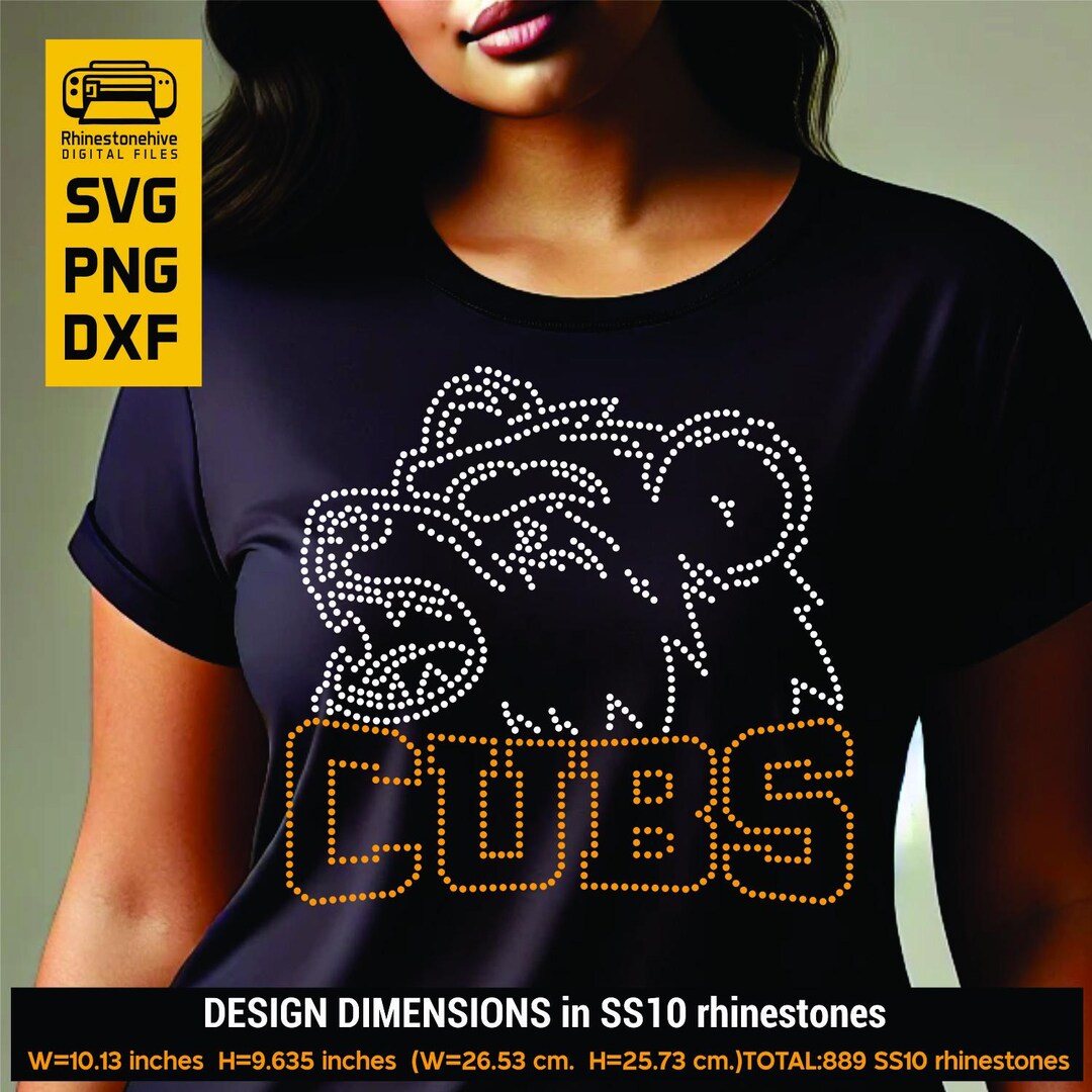 Cubs Rhinestone Template SVG | Mascot Bling Design for Cricut (digital ...