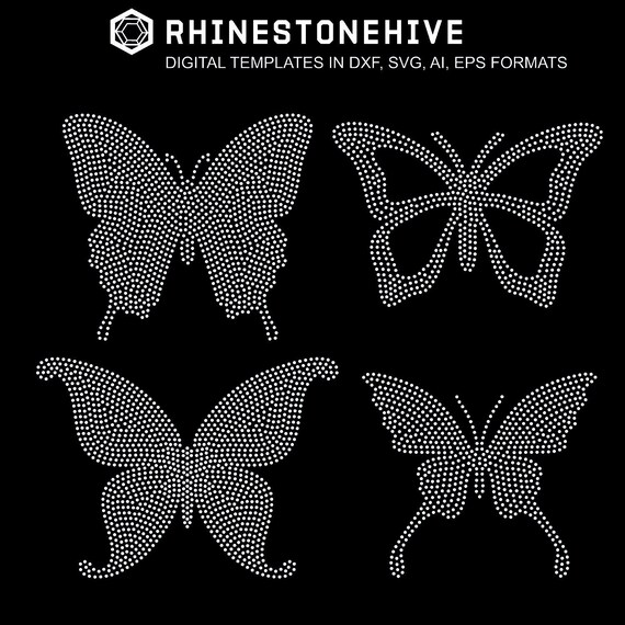 Download Butterfly Rhinestone Template Digital Download Svg Eps Png Etsy