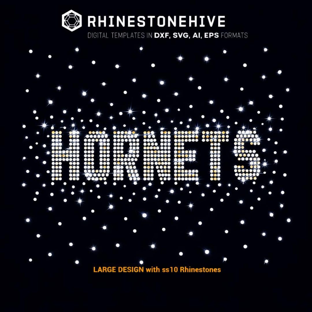 Honets Rhinestone Transfer Hornets Rhinestone Template: Cheer, Fan, Leotard (digital Download) - Etsy