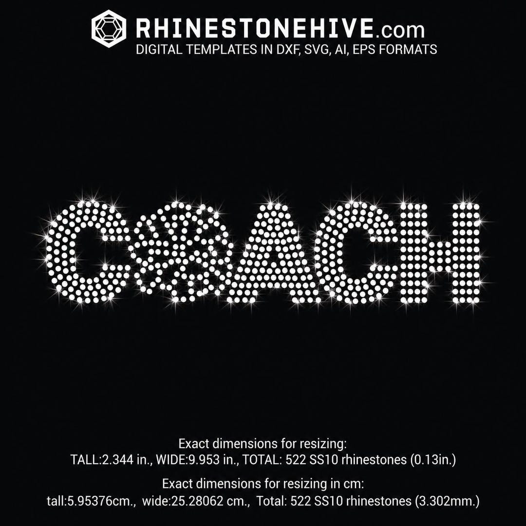 Coach Rhinestone Template Cheer Coach Filled Rhinestone Template Digital Download, Svg, Eps, Png ...