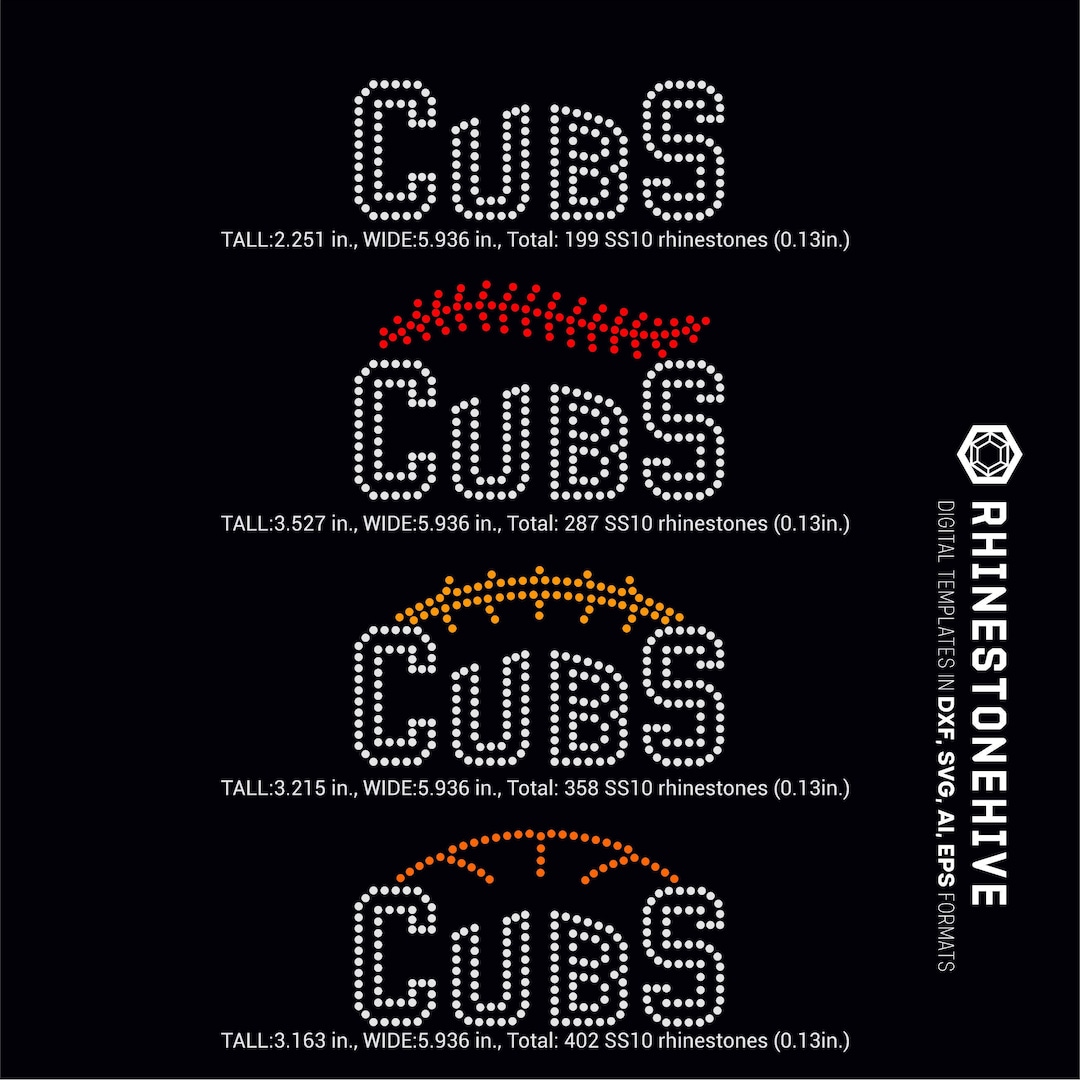 Cubs Sport Team Baseball, Football, Basketball Rhinestone Templates ...