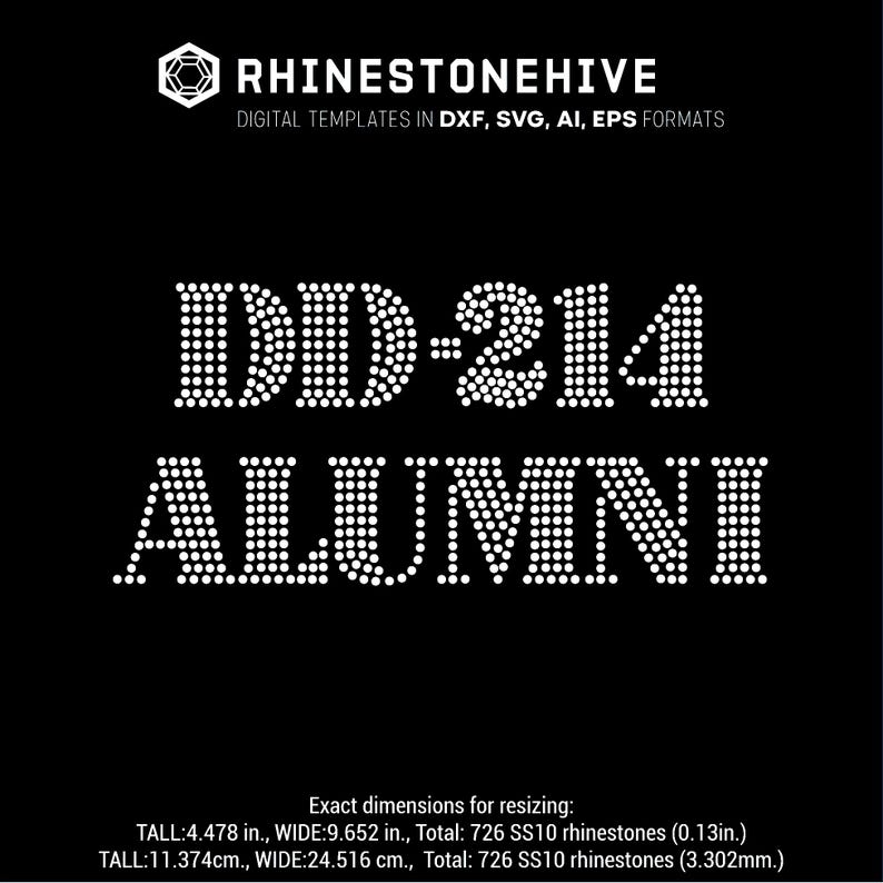 Military Rhinestone Logo DD-214 Alumni Rhinestone SVG | Military Veteran SS10 Bling Template ...