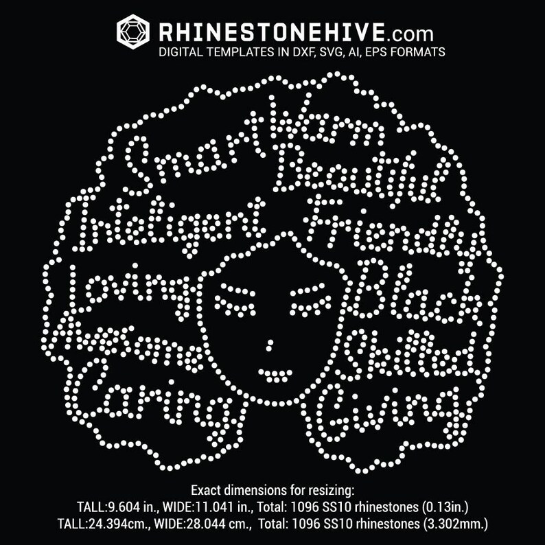 Afro Woman Rhinestone Template – Inspirational Words SVG PNG EPS - Etsy