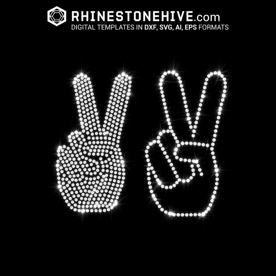 Communication Sign Rinstone Peace Sign Rhinestone Template: Boho DIY (digital Download) - Etsy