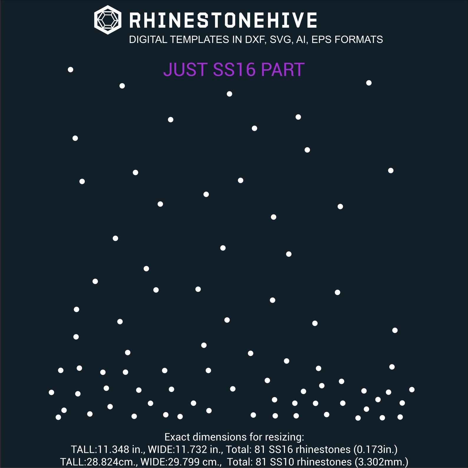 12in. Scattered Pattern 2 With Ss10 and Ss16 Rhinestone | Etsy