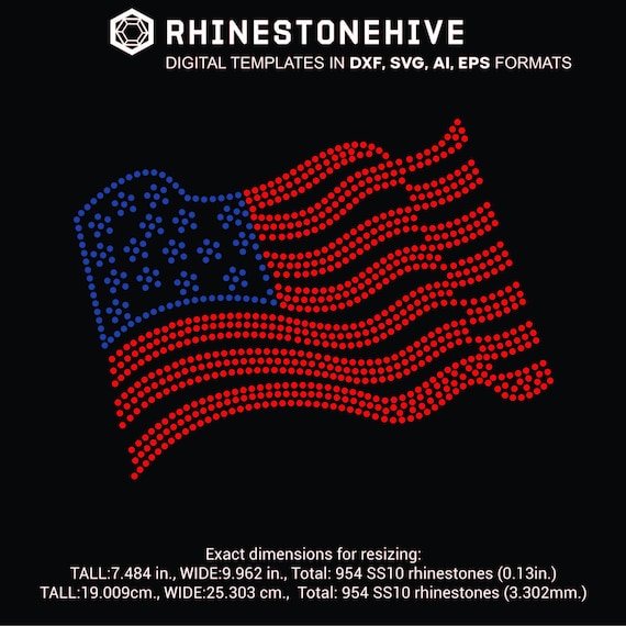 dxf USA Flags rhinestone template digital download svg eps png cricut file