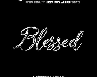 SVG-sjabloon gezegend strass – Elegant woordontwerp voor shirts, hoodies en doe-het-zelf-blingprojecten
