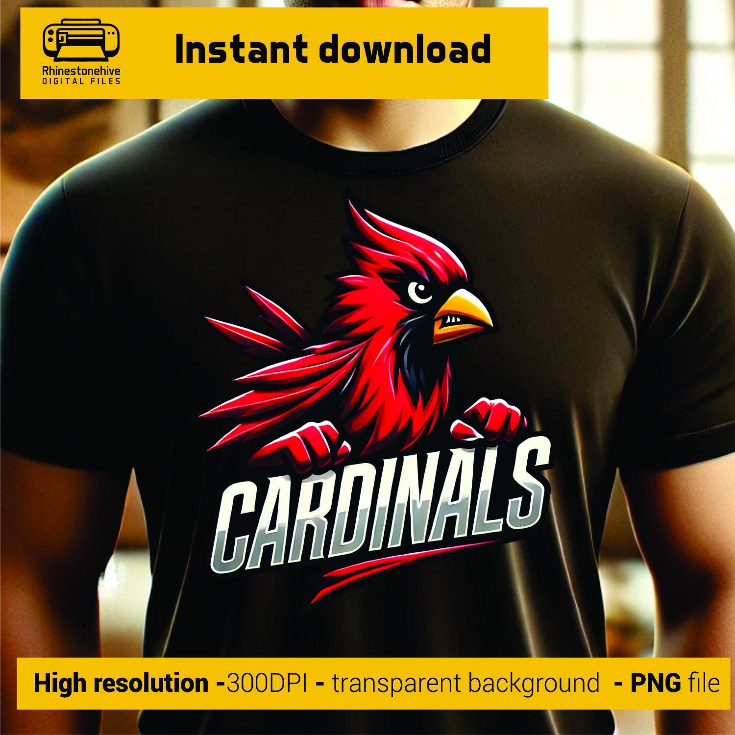 Fierce Cardinals Mascot PNG – Clawing Red Bird Logo for DTF, DTG, Sublimation & Heat Transfer