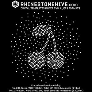 Kirschen Strass Vorlage – SS10 SVG PNG | Fruit Bling Design für Cricut & Silhouette