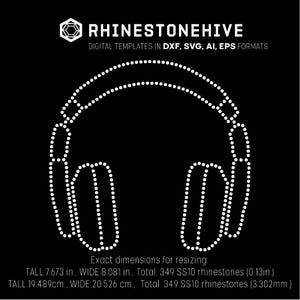 Headphones rhinestone template digital download, svg, eps, png, dxf rhinestone template
