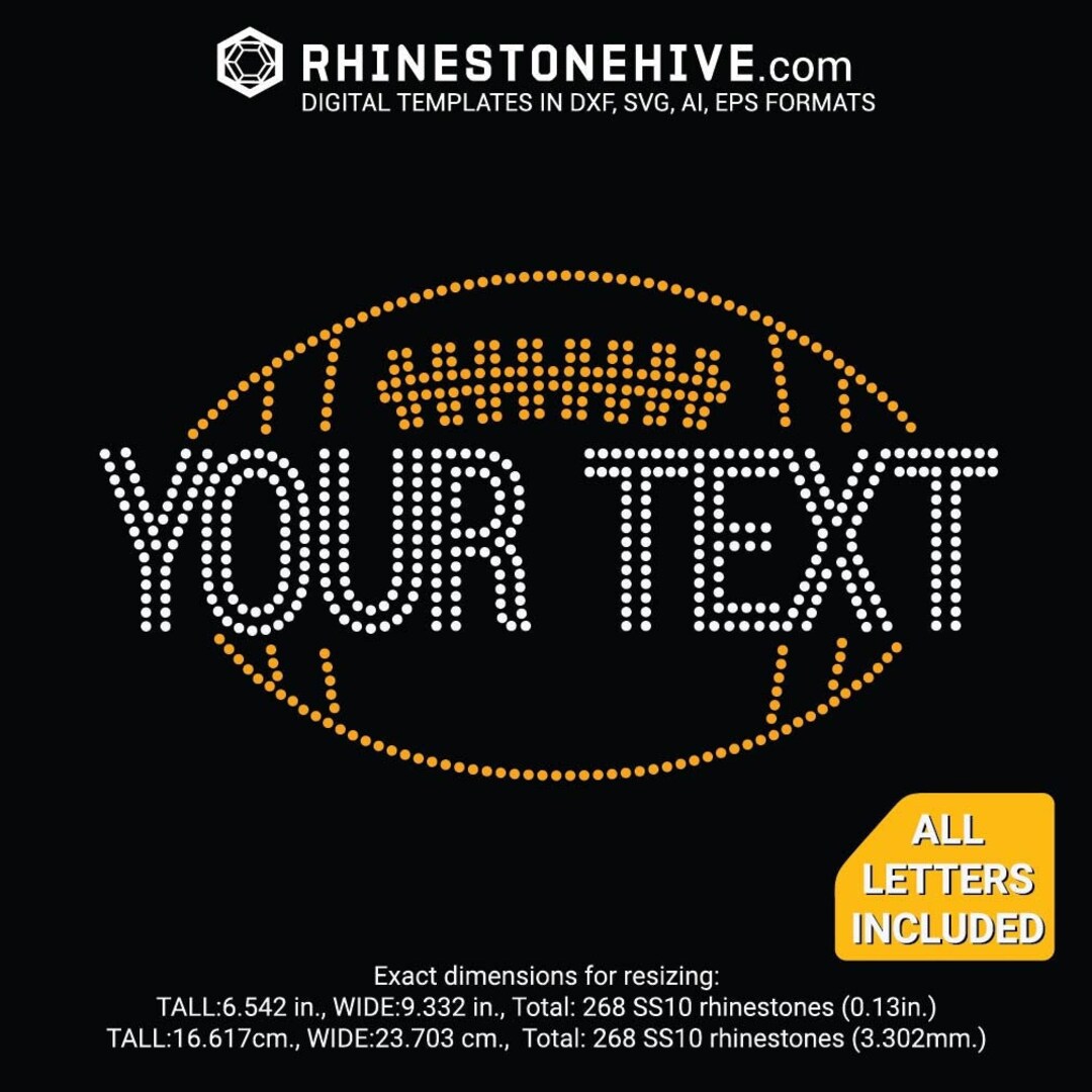Custom Football Rhinestone SVG Template | Cricut, Silhouette (digital ...
