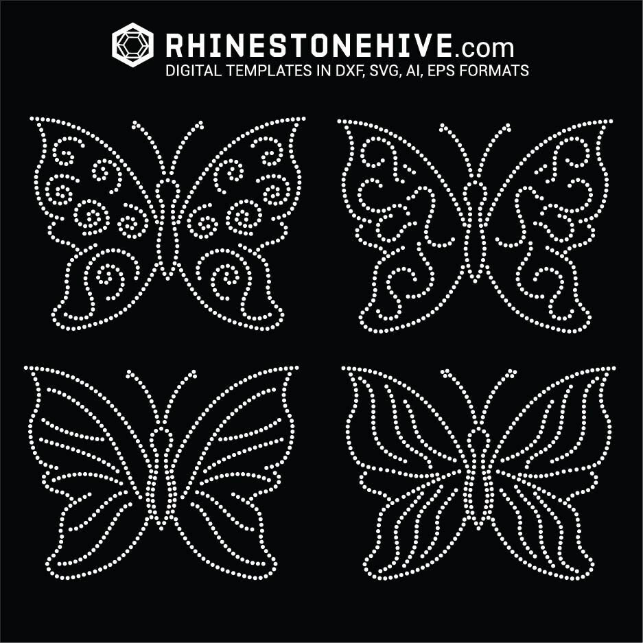 Butterfly Rhinestone Template: 4 Design Bundle (digital Download) - Etsy