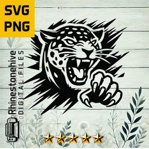 Jaguar Clawing SVG | Fierce Wild Cat Mascot Cut File for Silhouette svg, Png, T-Shirt Design, digital