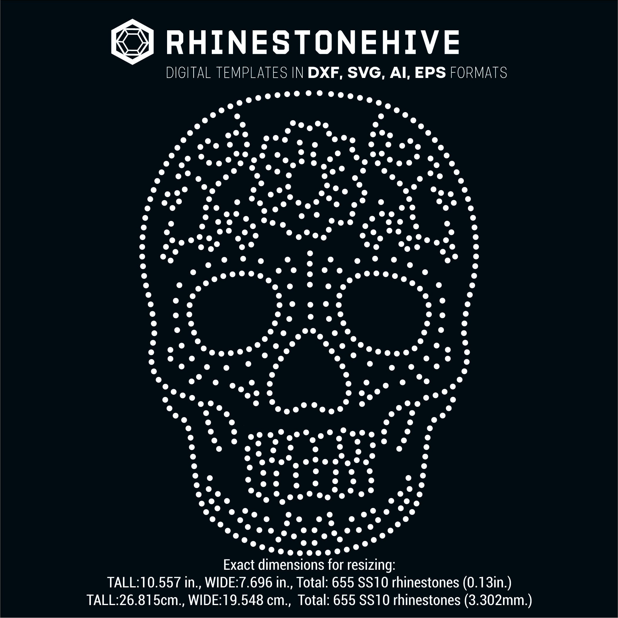 Sugar Skull Rhinestone Template Digital Download, Svg, Eps