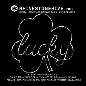 Lucky rhinestone template digital download, svg, eps, png, dxf