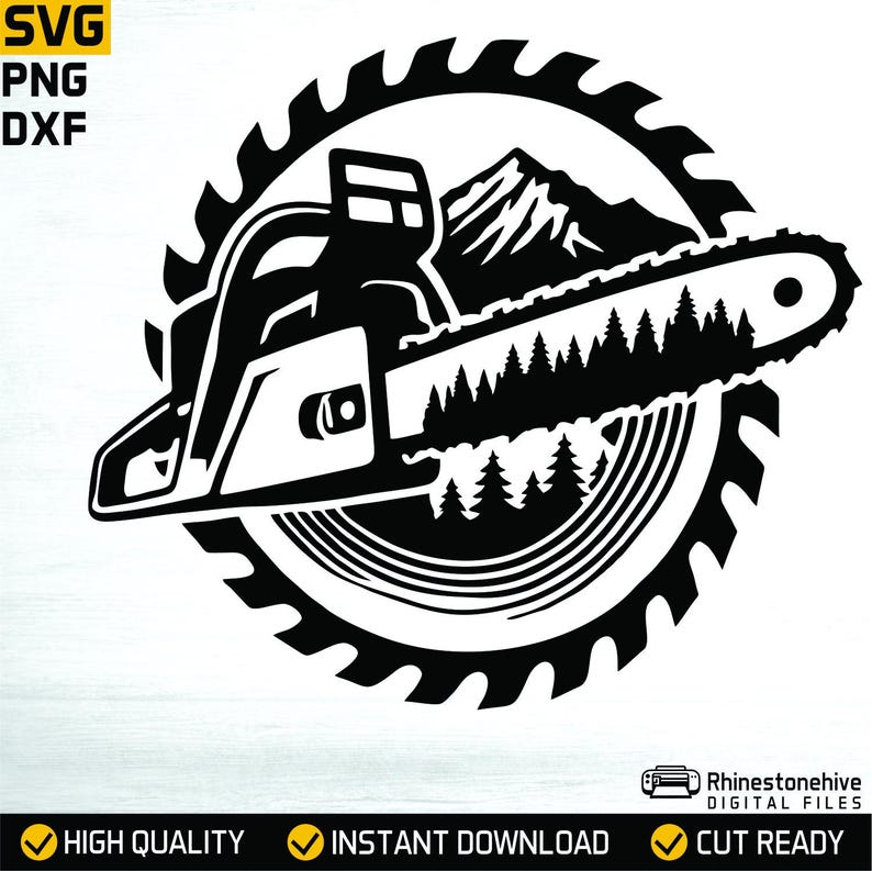 Chainsaw & Forestry Logo – Rugged Lumberjack-Inspired Design  (SVG, PNG), T-Shirt Design, digital