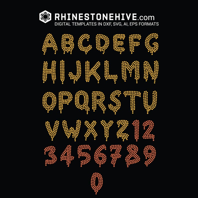 Letras Rhinestone Dripping Rhinestone Alphabet Template (svg, Dxf, Png, Eps) (digital ...