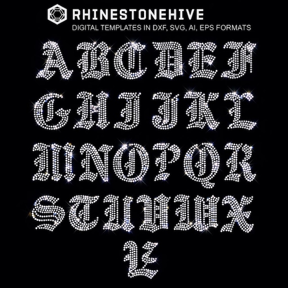 古英語風アルファベットのデジタルダウンロード、SVG、EPS、PNG、DXF