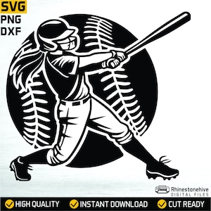 Silhouet softbalspeler – meisjessportafbeelding (SVG, png)