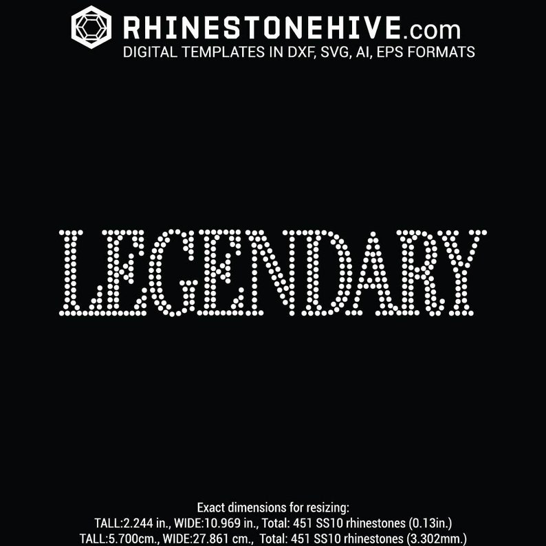 Legendary Rhinestone Template SVG: Bold Bling Word Art (digital ...