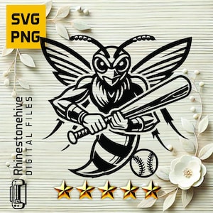Hornet Baseball Mascot | Angry Wasp Clipart for Cricut | Sports Insect Logo | PNG SVG  for Decals, Logos T-Shirt Design, digital