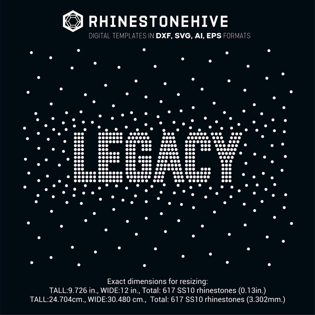 Legacy Rhinestone Transfer Legacy 3sizes Ss6, Ss8, Ss10 Rhinestone Templates, Cheerleader, Fan ...