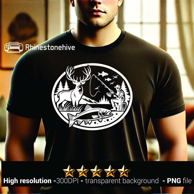 Fishing SVG, hunting PNG, outdoor adventure clipart, wildlife vector, deer and fish design, angler silhouette, hunter emblem, mountain nature scene, fishing lodge artwork, backwoods camping digital file, sporting life print, rustic cabin decor, bass fishing cut file, fly fishing illustration, forest wildlife emblem, river fishing vector, wilderness explorer graphic, deer hunting scene, country lifestyle print, outdoorsman decal, national park inspired artwork, fisherman t-shirt
