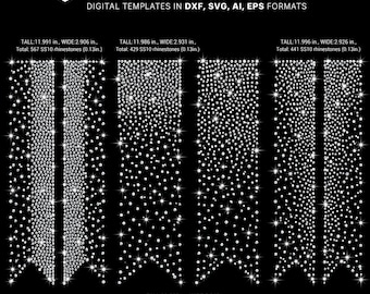 Gradient fill Bows Rhinestone Template, V tail, 3 inch rhinestone digital download, svg, eps, png, dxf