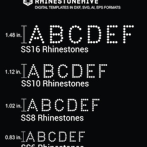 Simple letters BUNDLE Alphabet in SS6 SS8 SS10 SS16 digital download, svg, eps, png, dxf rhinestone template