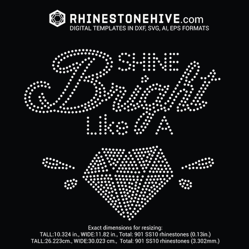Shine bright like a diamond rhinestone template digital download, svg, eps, png, dxf image 1