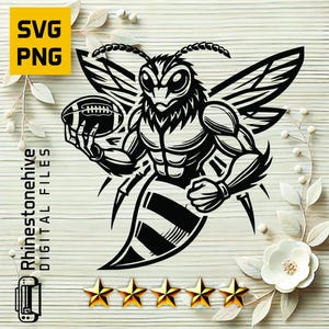 Hornet Football | Tough Insect Mascot Clipart | Wasp Sports Logo | PNG SVG  for Decals, Logos T-Shirt Design, digital