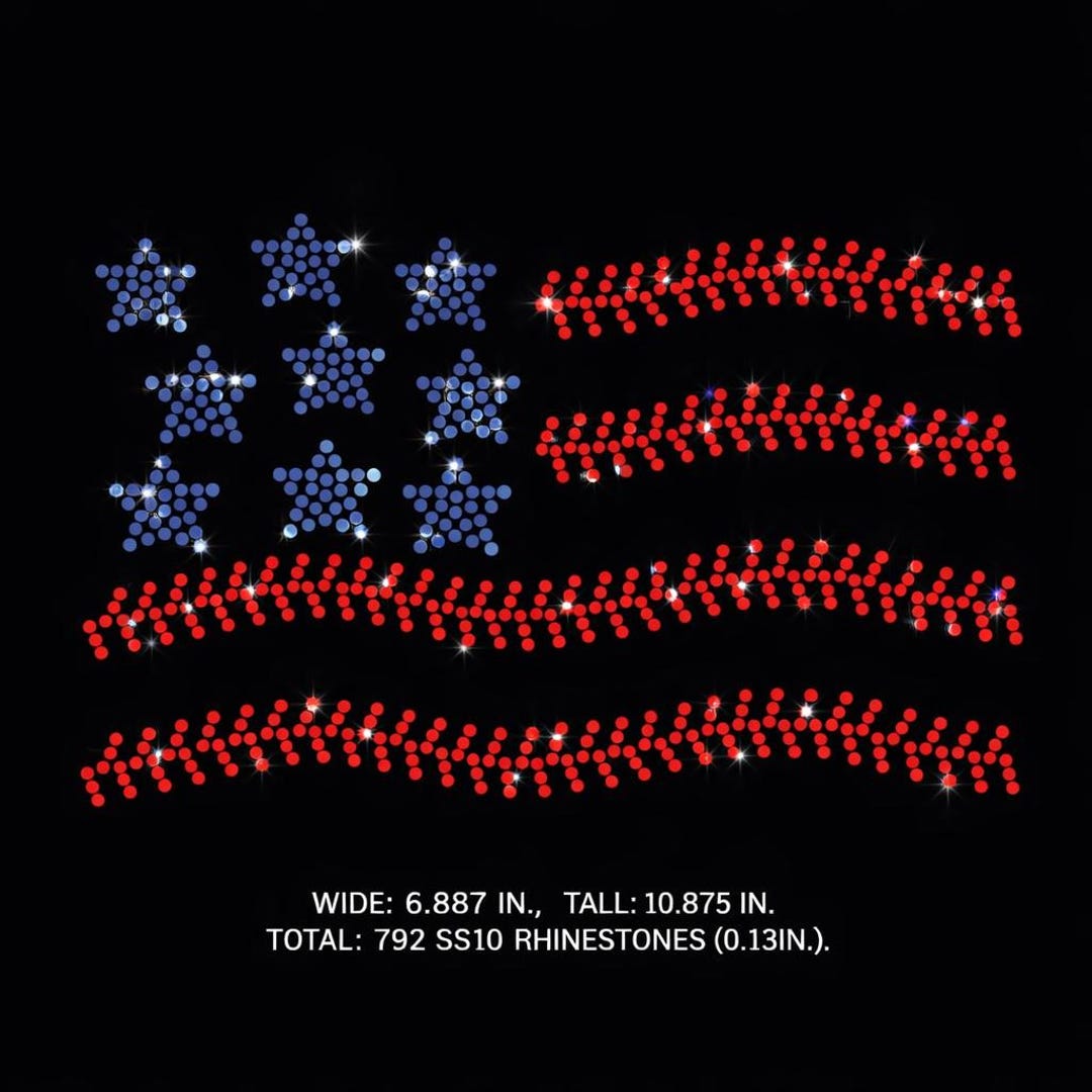 Wavy American Flag Rhinestone Template | Patriotic USA Design (svg, Png ...