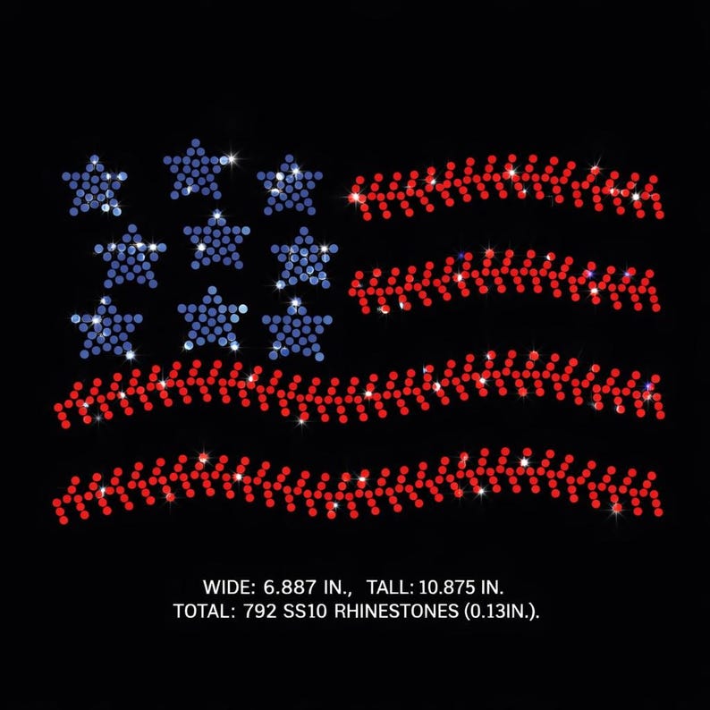 Wavy American Flag Rhinestone Template | Patriotic USA Design (svg, Png ...