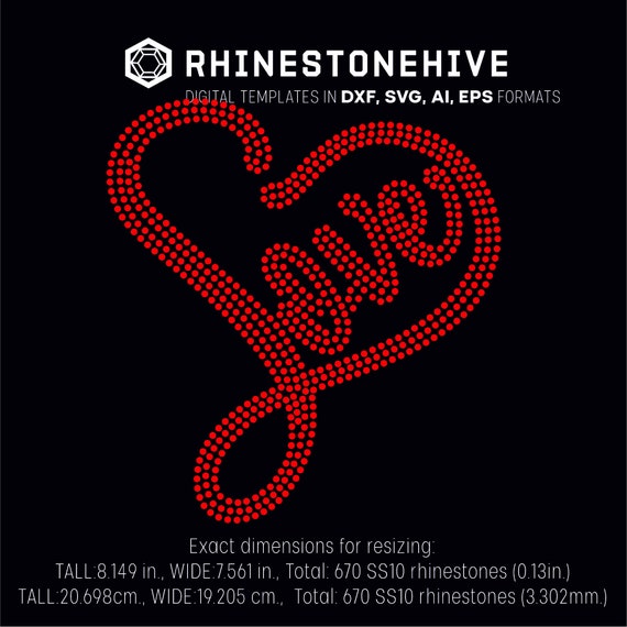 Download Love Heart Infinity Rhinestone Template Digital Download Svg Etsy