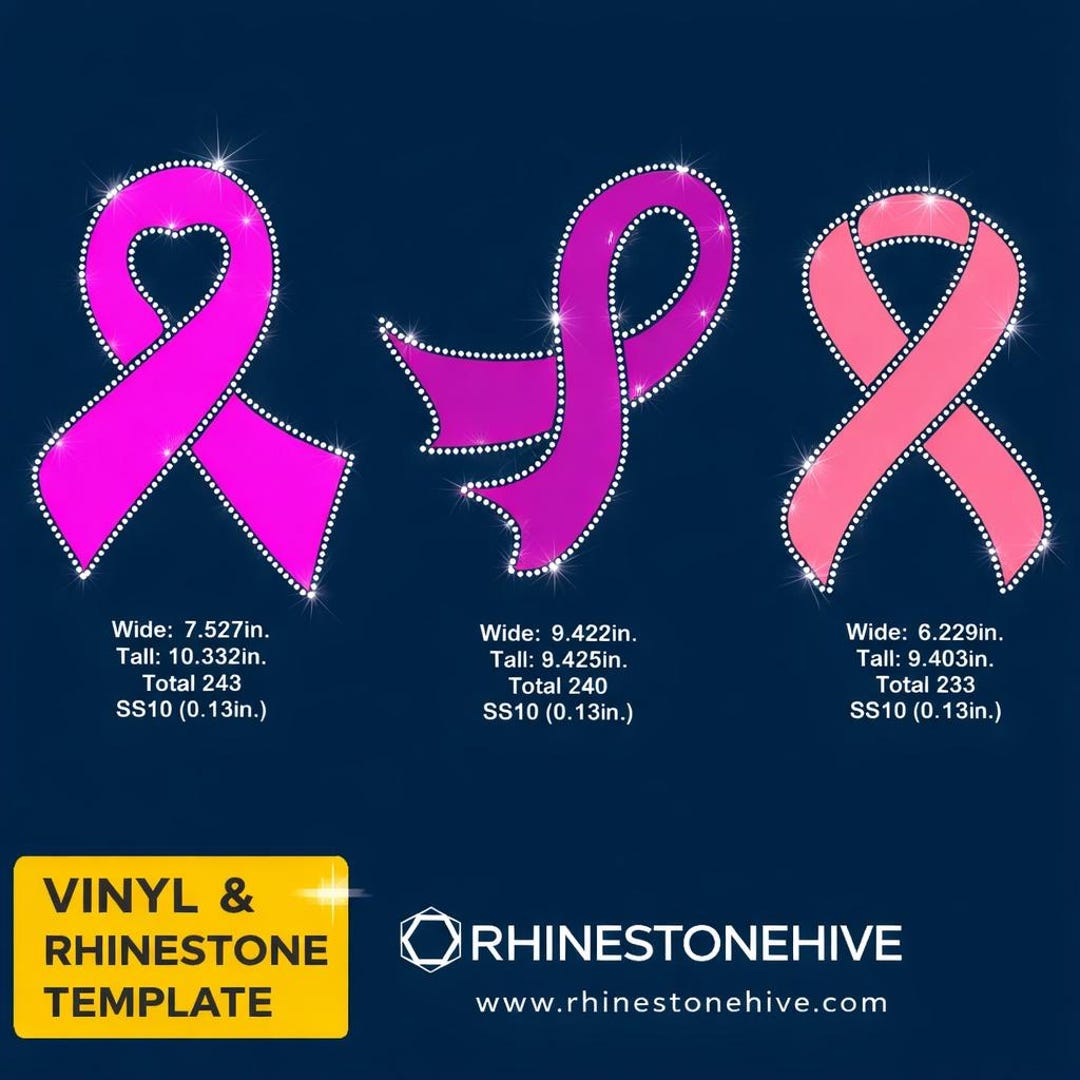Cancer Awareness Ribbon Vinyl and Rhinestone Templates Digital Download ...