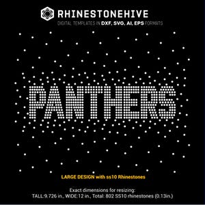 Panthers 3sizes ss6, ss8, ss10 Rhinestone Template – Sparkle Mascot SVG DXF PNG for Sports Moms & Fans