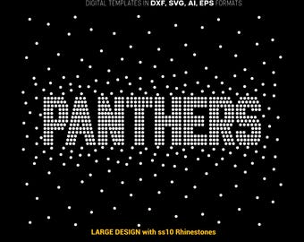 Panthers 3sizes ss6, ss8, ss10 Rhinestone Template – Sparkle Mascot SVG DXF PNG for Sports Moms & Fans