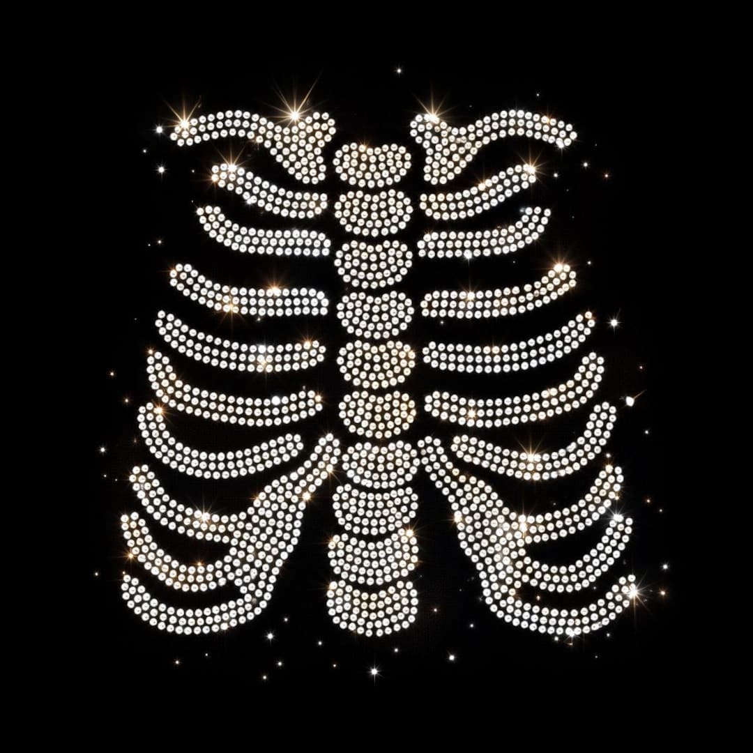 Rhinestone Skeleton Template, Ribcage Spine Design (digital Download ...